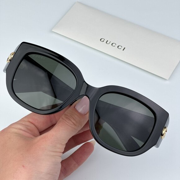 Gucci GG1599SA 001 BRAND NEW Sunglasses Black Grey Women Square - Picture 2 of 11